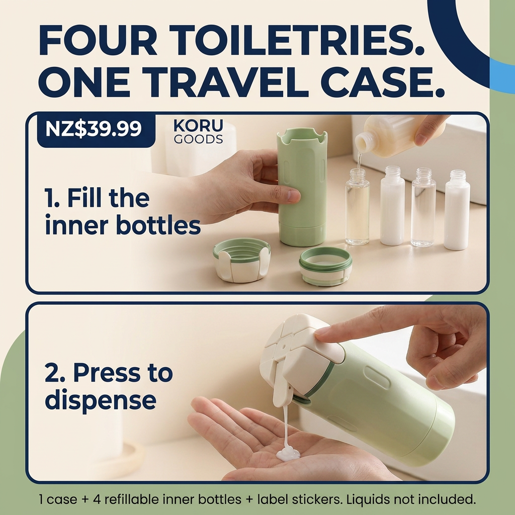 4 In 1 Travel Dispenser Portable Travel Bottles Leak Proof Leakproof Travel Container For Perfume Shampoo Conditioner Lotion